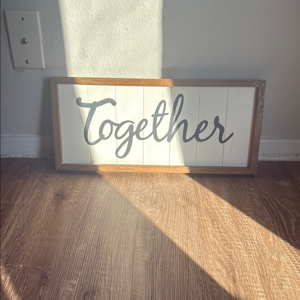 Together Wall Sign with Brown Frame